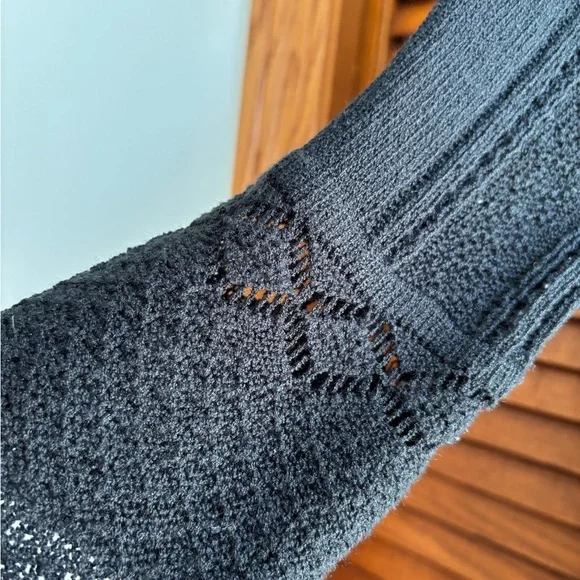 Aventura Francesca Cardigan Women Large Black Waterfall Ruffled Knit Romantic - Picture 4 of 4